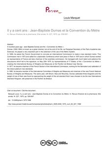 Il y a cent ans : Jean-Baptiste Dumas et la Convention du Mètre - article ; n°227 ; vol.63, pg 559-567