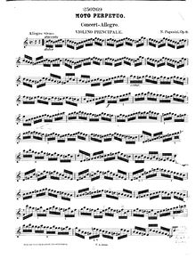 Partition de violon, Moto perpetuo, Op.11, Paganini, Niccolò