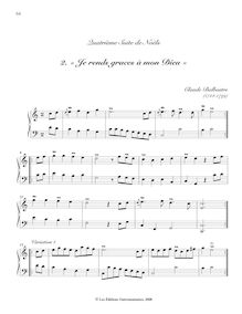 Partition , « Je rends graces à mon Dieu », Recueil de Noëls, Recueil de Noëls formant quatre Suites avec des Variations pour le Clavecin ou le Fortepiano