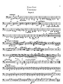 Partition basson 1, 2, Totentanz, Paraphrase über Dies Irae, Liszt, Franz