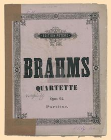 Partition complète, 3 quatuors, 3 Quartetten, Brahms, Johannes par Johannes Brahms