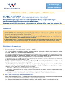MABCAMPATH - Synthèse d avis MABCAMPATH - CT5602