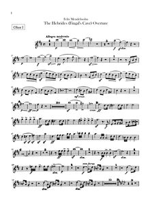 Partition hautbois 1, 2, pour Hebrides, Op.26, Fingal s CaveLe Ebridi