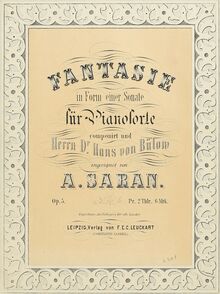 Partition Cover Page (color), Fantasie en Form einer Sonate, Saran, August