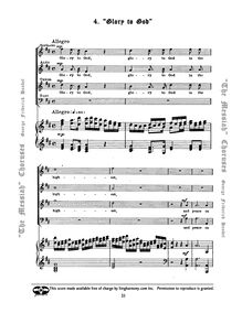 Partition , chœur: Glory to God, Messiah, Handel, George Frideric