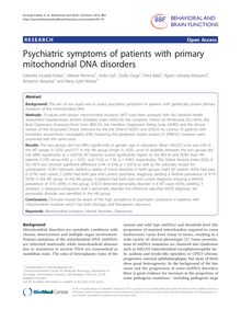 Psychiatric symptoms of patients with primary mitochondrial DNA disorders