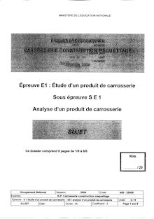 Analyse d un produit de carosserie 2004 BP - Carrosserie construction et maquettage