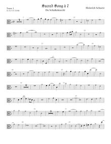 Partition ténor viole de gambe 1, alto clef, Du Schalksknecht, Schütz, Heinrich