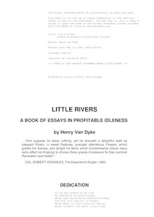 Little Rivers; a book of essays in profitable idleness