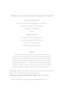 Holder norm test statistics for epidemic change