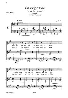 Partition , Von ewiger Liebe (haut voix, C♯ minor), 4 chansons, 4 Gesänge