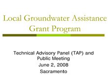 Local Groundwater Assistance  Technical Advisory Panel and Public Comment Period