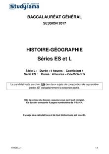 Sujet Liban Histoire Géographie - Bac ES et L