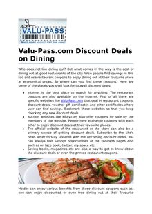 Valu-Pass.com Discount Deals on Dining