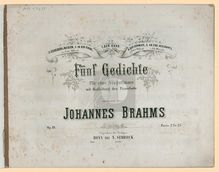 Partition complète, 5 poèmes, 5 Gedichte, Brahms, Johannes