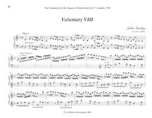Partition Voluntary VIII (D minor), Bénévoles Op. V, Stanley, John