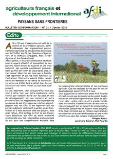agriculteurs français et développement international Edito