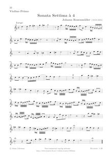 Partition parties complètes(violons I, II, III (=altos), altos, viole de gambe/violoncelles, Basso continuo), Sonatae à 2,3,4 è 5 stromenti da arco et altri par Johann Rosenmüller