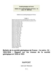 Bulletin de la société géologique de France - 1re série - IV - 1833-1834