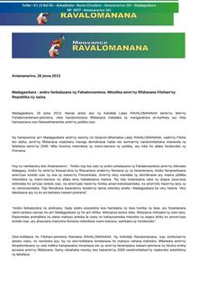 26 juin 2013 communiqué de presse de Mme Lalao Ravalomanana