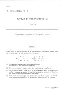 Mathématiques C 2000 Classe Prepa PT Banque Filière PT