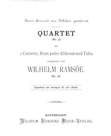 Score, quatuor, No. 5, für 2 Cornette, cor (oder Althorn) und Tuba, Op. 38
