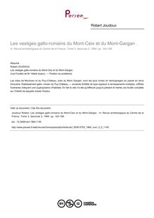 Les vestiges gallo-romains du Mont-Ceix et du Mont-Gargan . - article ; n°2 ; vol.3, pg 163-168