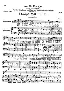 Partition complète, An die Freude, D.189 (Op.111 No.1), Ode to Joy