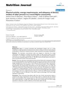 Physical activity, energy requirements, and adequacy of dietary intakes of older persons in a rural Filipino community