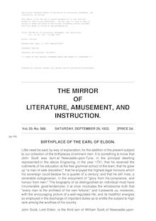 The Mirror of Literature, Amusement, and Instruction - Volume 20, No. 568, September 29, 1832
