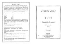 Partition parties complètes, violon quatuor, Op.42, E minor, Dont, Jakob