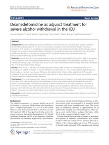 Dexmedetomidine as adjunct treatment for severe alcohol withdrawal in the ICU