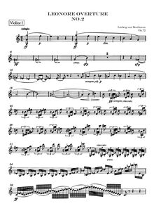 Partition violons I, Leonora Overture No. 2, C major, Beethoven, Ludwig van