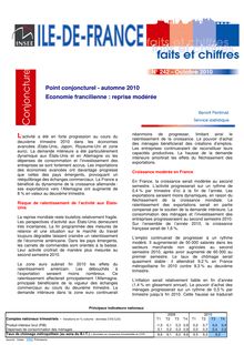 Point conjoncturel - automne 2010  Economie francilienne : reprise modérée  