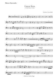 Partition Basso secondo, Canzon Terza à , Due Bassi e Canto, Frescobaldi, Girolamo