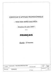 Français 2007 CAP Solier et Moquettiste