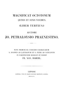 Partition Liber Tertius et Appendix, XXXV Magnificat, Palestrina, Giovanni Pierluigi da