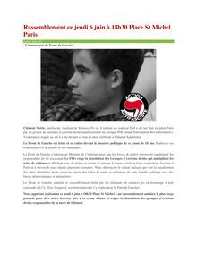 Communiqué du Front de Gauche à propos de l agression de Clément Méric