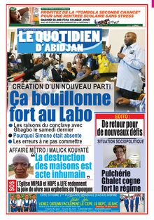 Le Quotidien d’Abidjan n°4018 - du Lundi 13 septembre 2021
