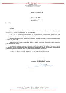 Démenti M. le Président Pyrénées tourisme