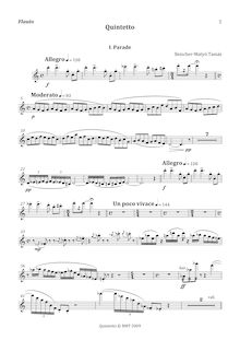 Partition flûte, Quintetto, for Flute, Oboe, Clarinet, French Horn and Bassoon