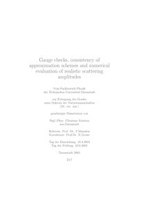 Gauge checks, consistency of approximation schemes and numerical evaluation of realistic scattering amplitudes [Elektronische Ressource] / von Christian Schwinn