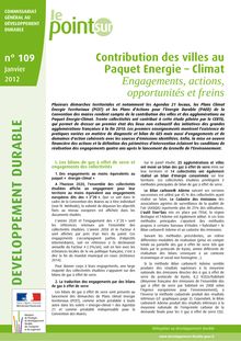 Contribution des villes au Paquet Energie - Climat. Engagements, actions, opportunités et freins.