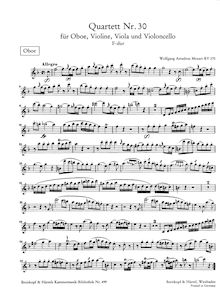Partition parties complètes, hautbois quatuor, F major, Mozart, Wolfgang Amadeus