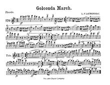 Partition Piccolo (D♭), Golconda March, A♭ major and D♭ major, Laurendeau, Louis Philippe