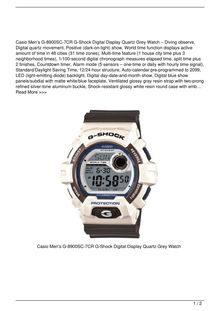 Casio Men8217s G8900SC7CR GShock Digital Display Quartz Grey Watch Watch Reviews