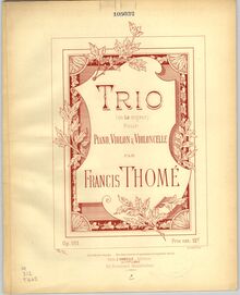 Partition couverture couleur, Piano Trio, Op.121, A major, Thomé, Francis