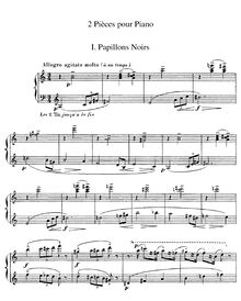 Partition , Papillons Noirs (Black Butterflies), Deux pièces pour piano