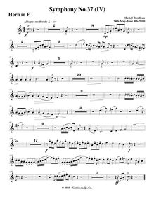 Partition cor, Symphony No.37, D major, Rondeau, Michel par Michel Rondeau