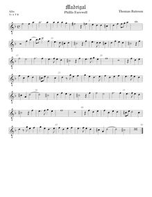 Partition ténor viole de gambe 1 (octave aigu clef), pour First Set of anglais Madrigales to 3, 4, 5 et 6 voix par Thomas Bateson